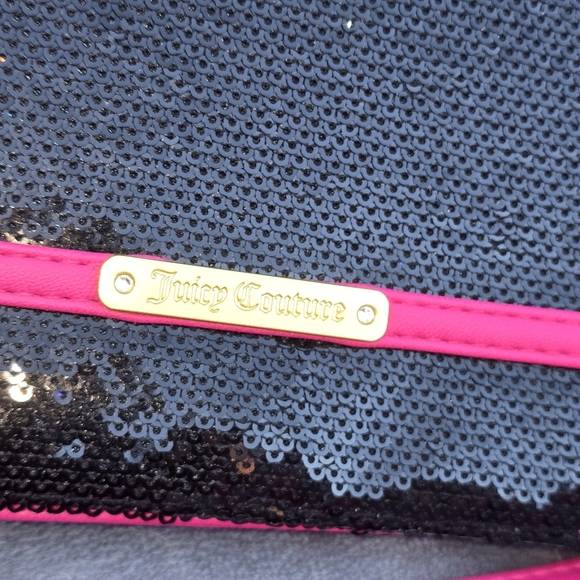 Juicy Couture Black and Pink Crossbody Bag with Sequin Sparkle - Picture 2 of 8